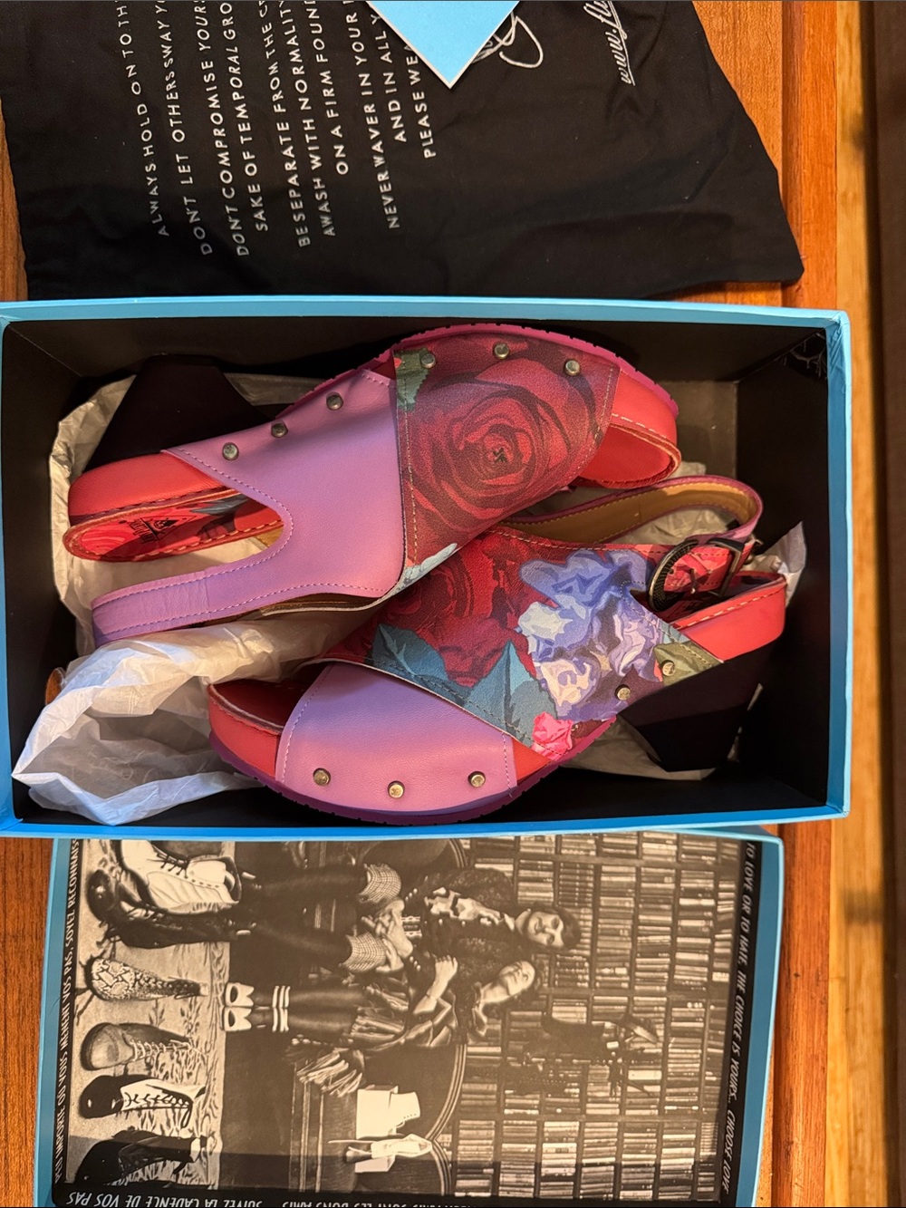 John Fluevog “Sarah” Pink and Red Floral Slingback Heels - Picture 4 of 12